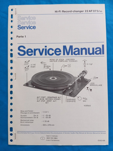 Philips 22af073 record - philips, hi-fi